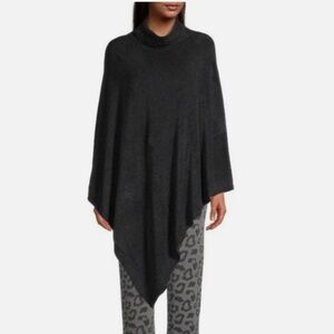 BAREFOOT DREAMS CozyChic Lite® Turtleneck Asymmetric Poncho Black OS